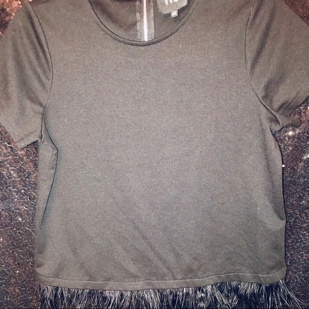 Anthropologie W5 Black Feather Frills Blouse👚